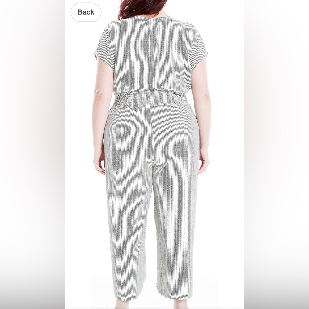 Max Studio Black and White Striped Jumpsuit - Picture 3 of 10